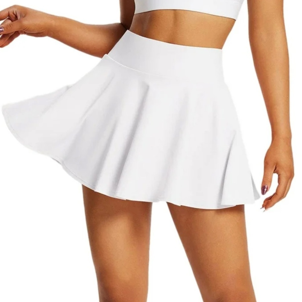 White Ruffled Mini Skater Skirt